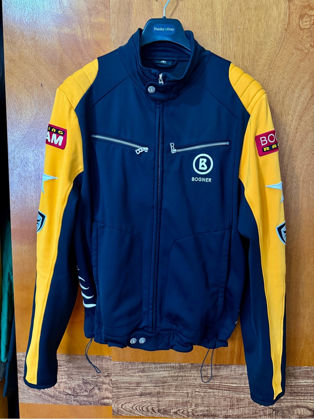 Bogner Black and Yellow Racing-Style Lightweight Jacket